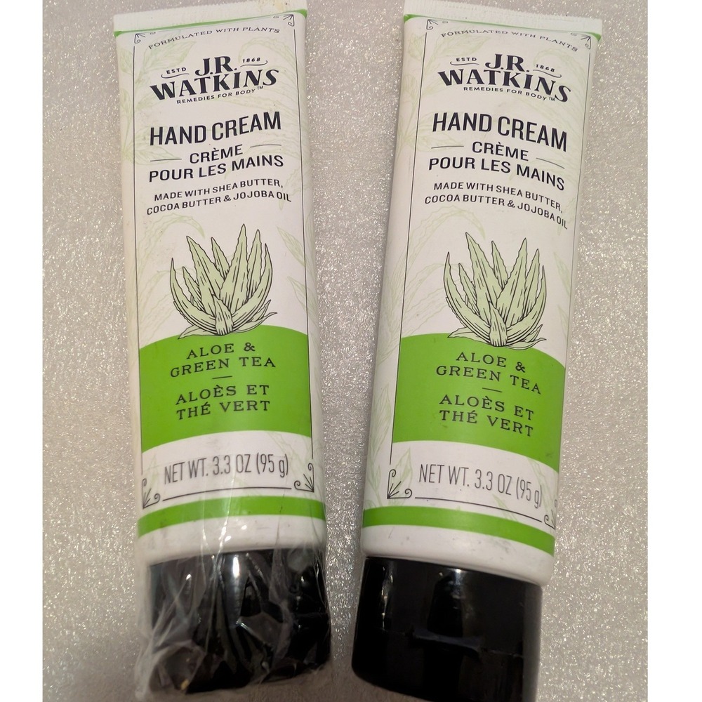Lot of 2 JR Watkins Aloe & Green Tea Hand Cream 3.3 oz Shea Butter Jojoba Oil